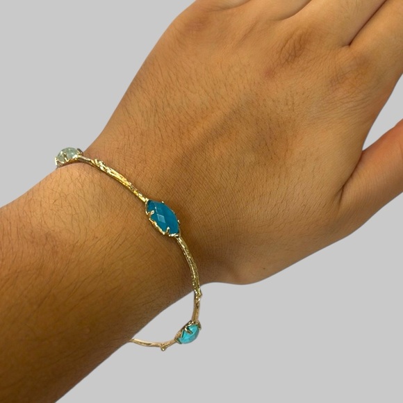 Shades of‎ Blue Gold Filled Handmade Bracelet - Picture 1 of 7